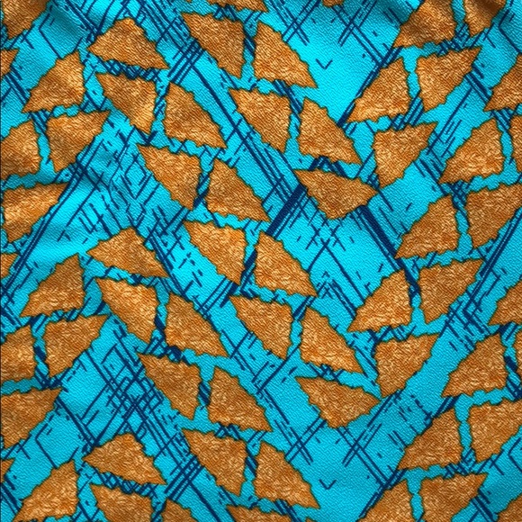 LuLaRoe Cassie Skirt -Geometric Teal & Orange SZ S - Picture 4 of 5